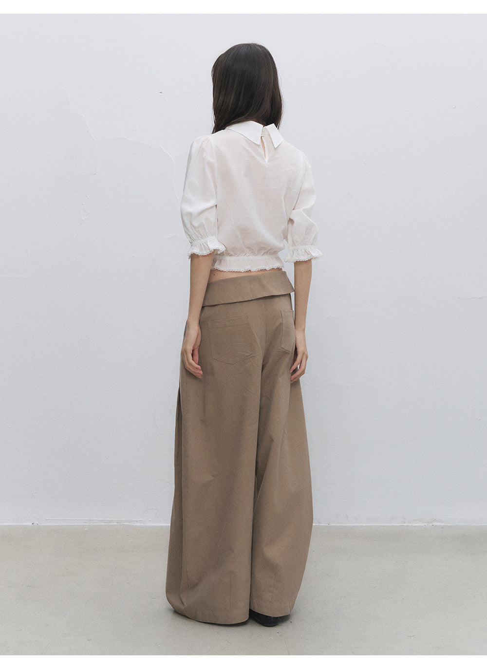 Lyocell Ruffle Cropped Blouse
