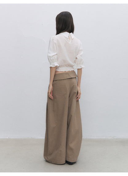 Lyocell Ruffle Cropped Blouse