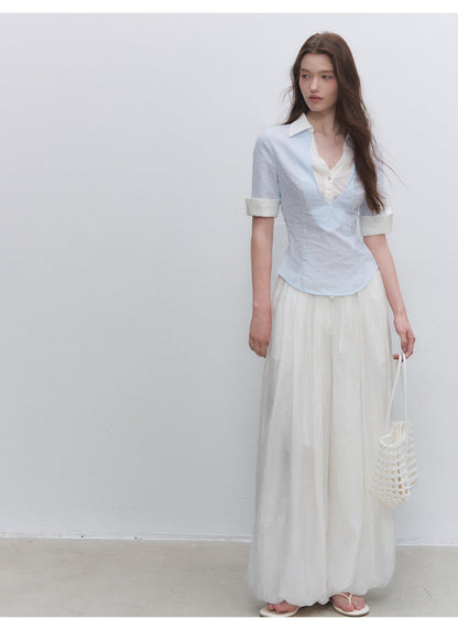 Pleated Balloon-Leg Tencel Trousers