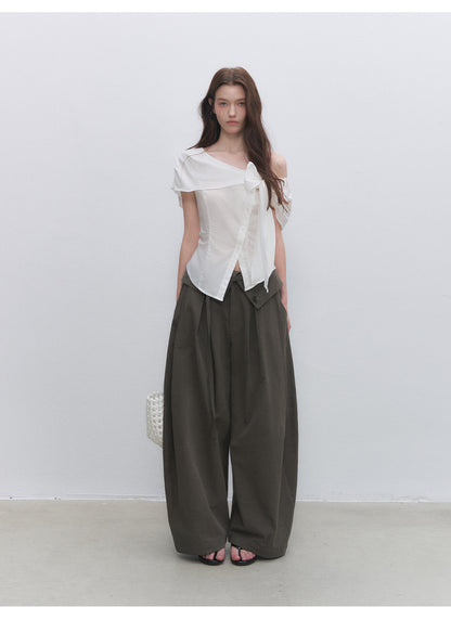 Asymmetric Bow Waist Blouse