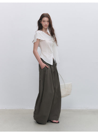 Asymmetric Bow Waist Blouse