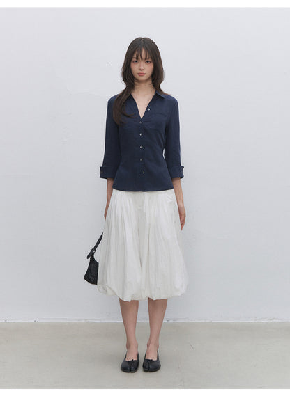 Tencel Linen Cinched Shirt