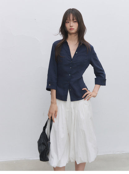 Tencel Linen Cinched Shirt