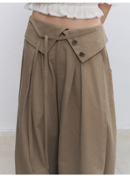 Lyocell Pleated Wide-Leg Trousers
