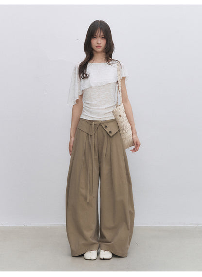 Lyocell Pleated Wide-Leg Trousers