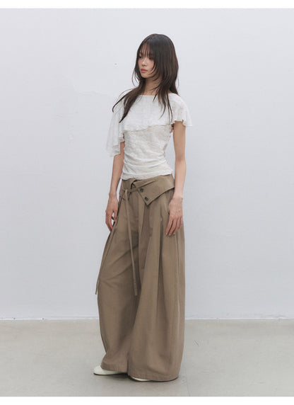 Lyocell Pleated Wide-Leg Trousers