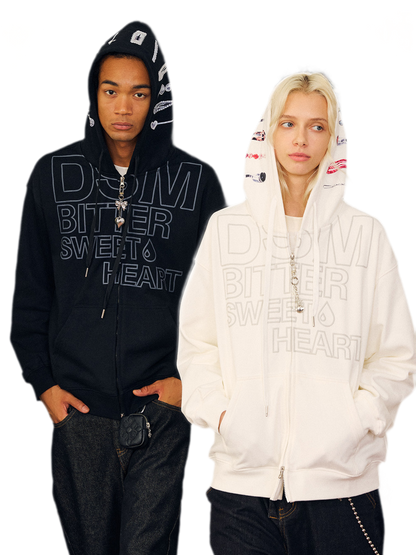 Raised Logo Zip Hoodie