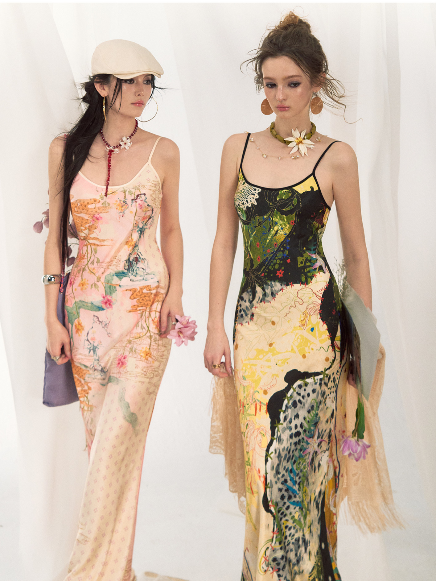 Leopard Stitch Floral Slip Dress