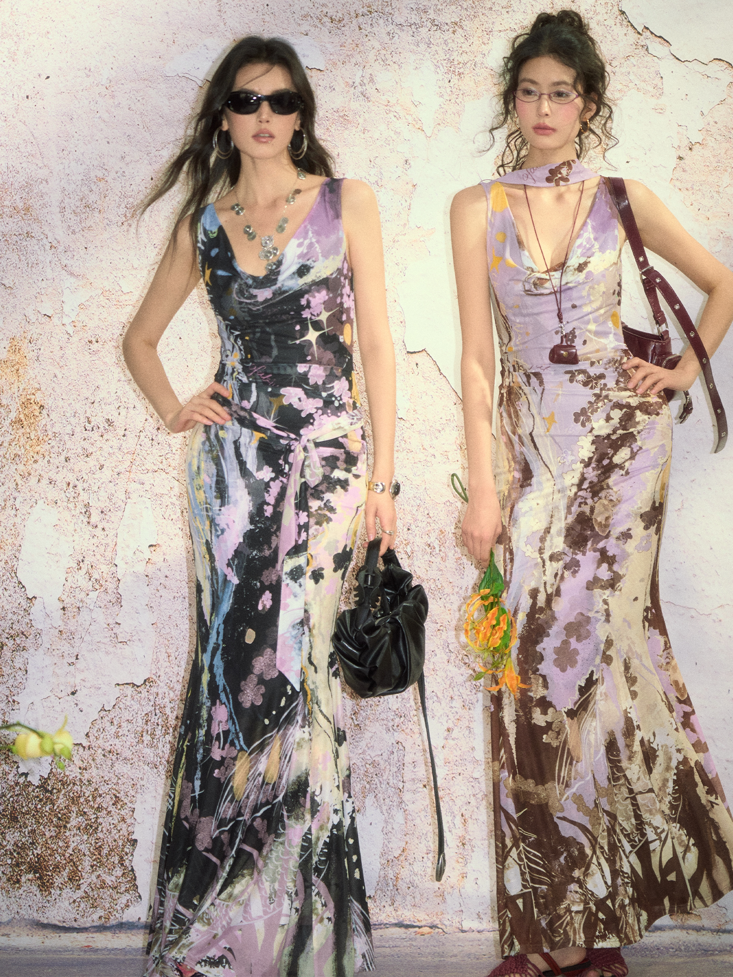 Hand-Painted Mesh Mermaid Dress
