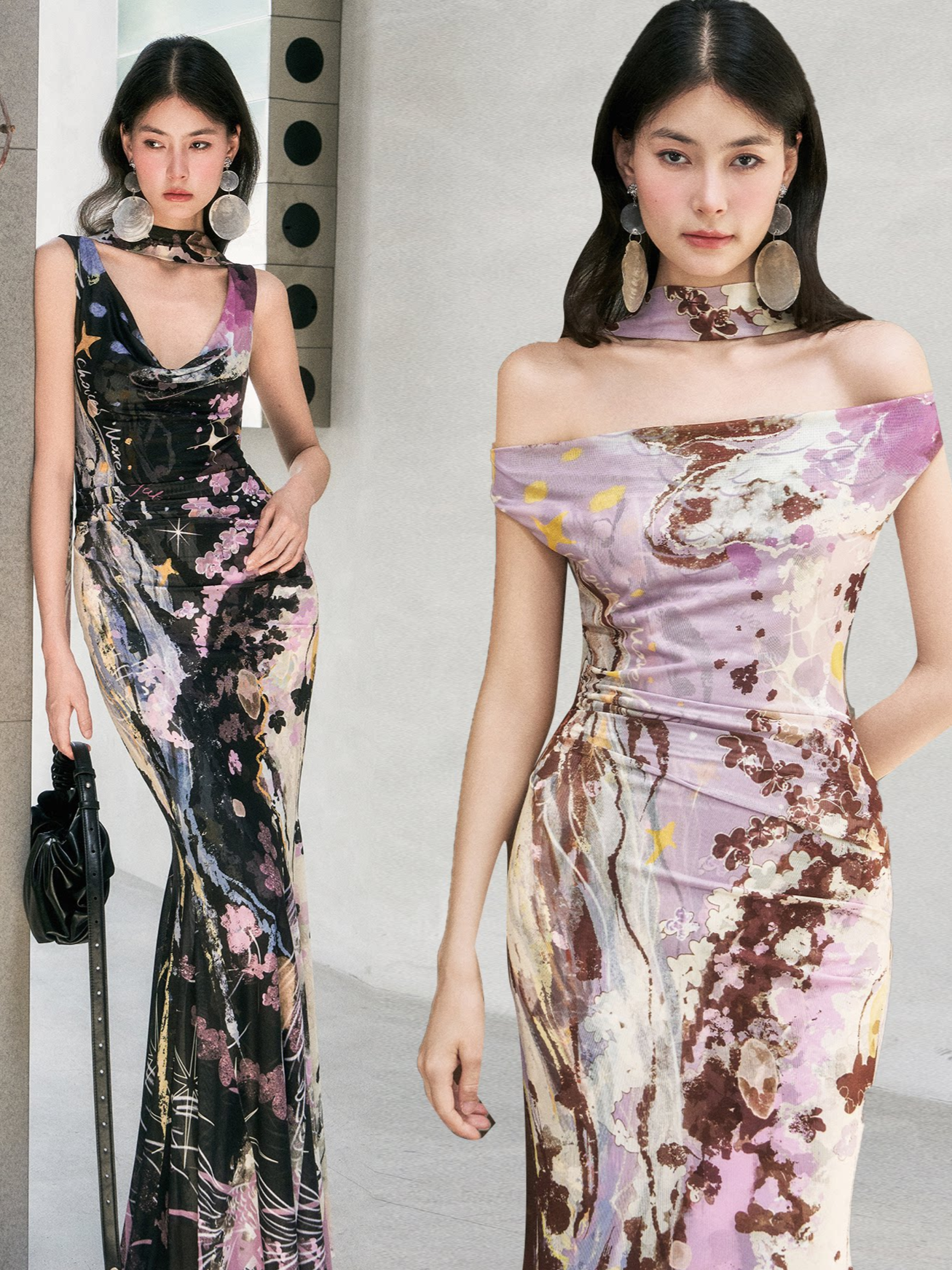 Hand-Painted Mesh Mermaid Dress