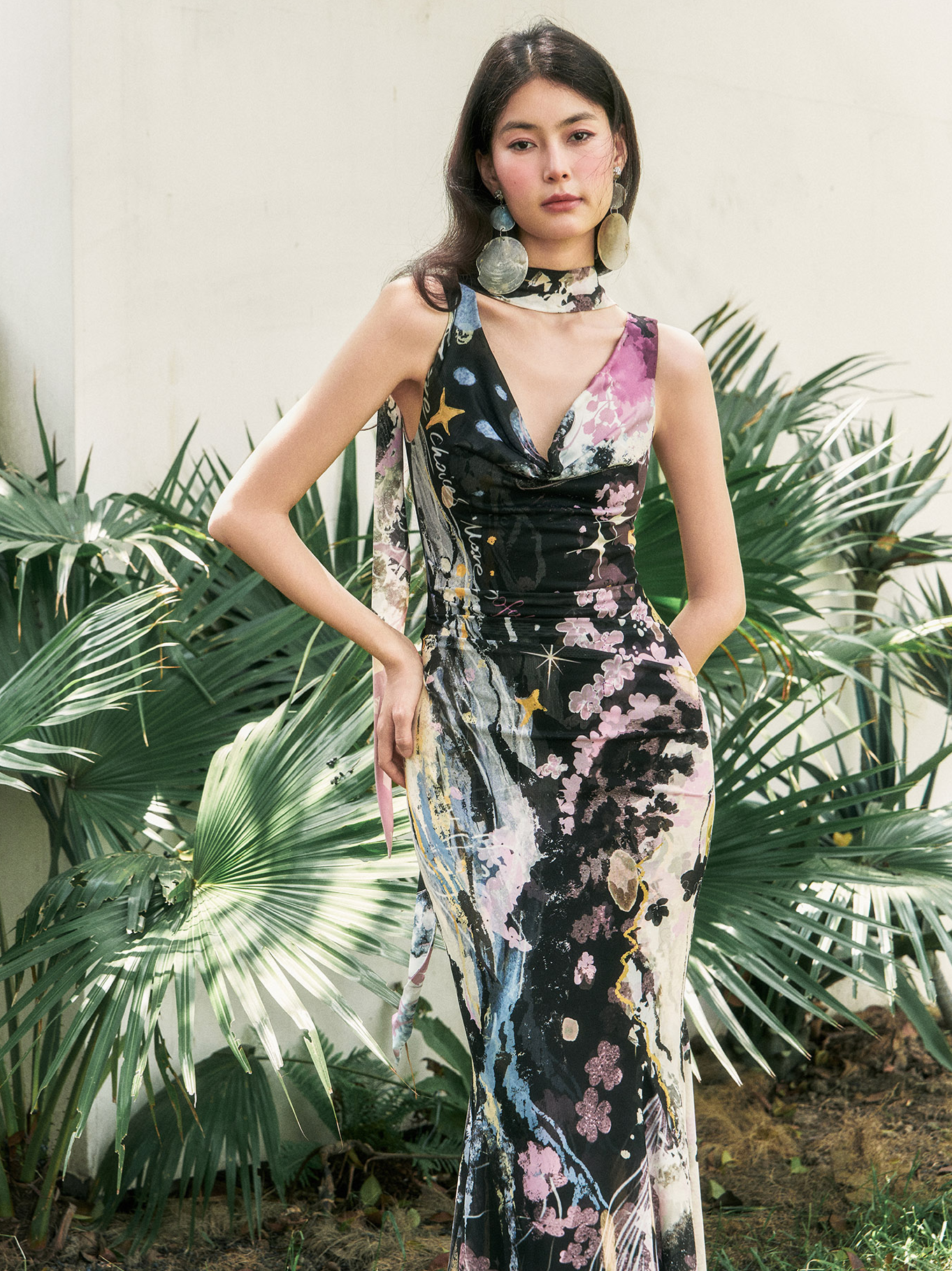 Hand-Painted Mesh Mermaid Dress