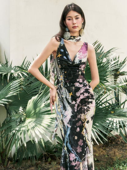 Hand-Painted Mesh Mermaid Dress
