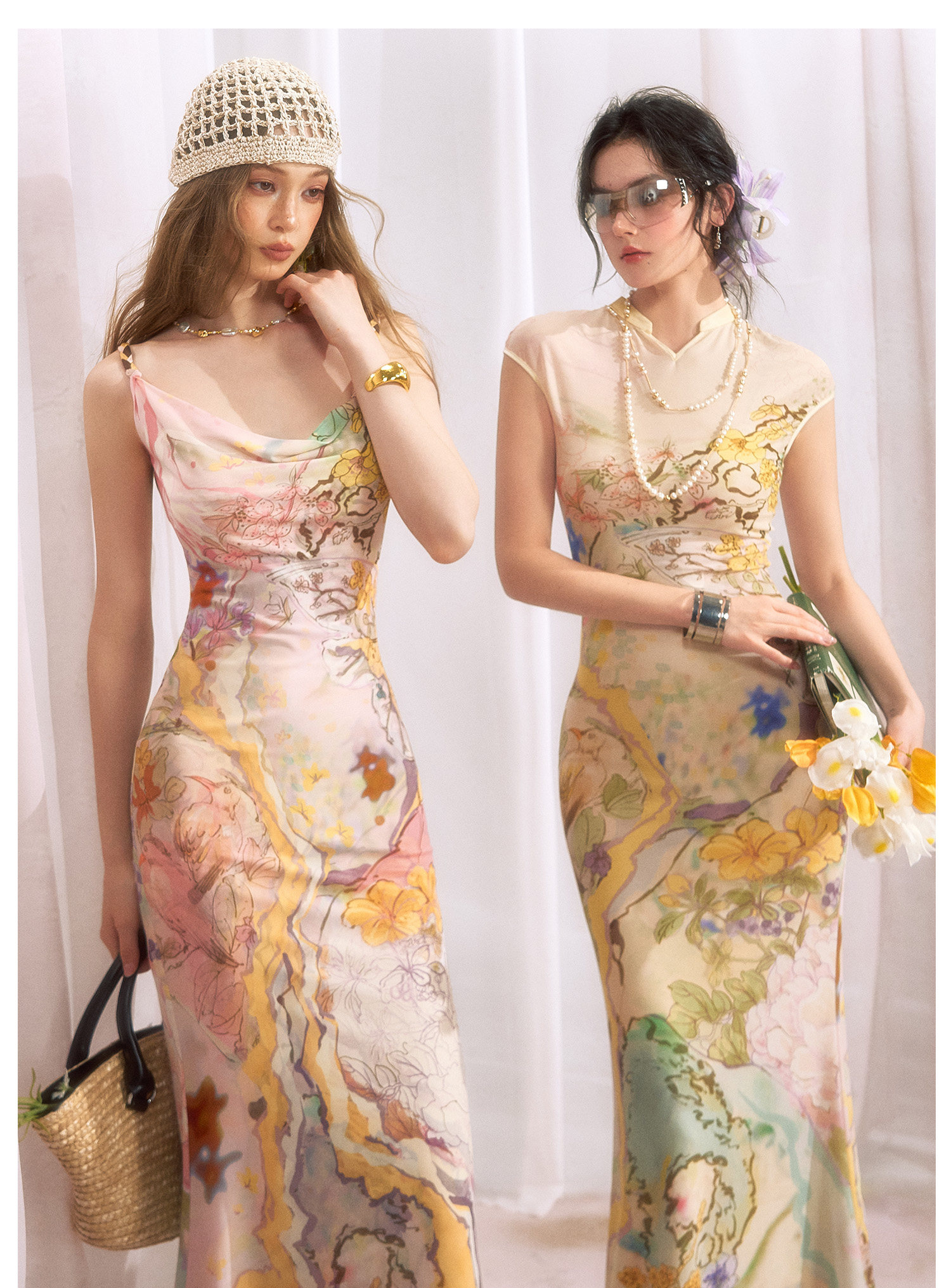 Draped Neck Fishtail Dress