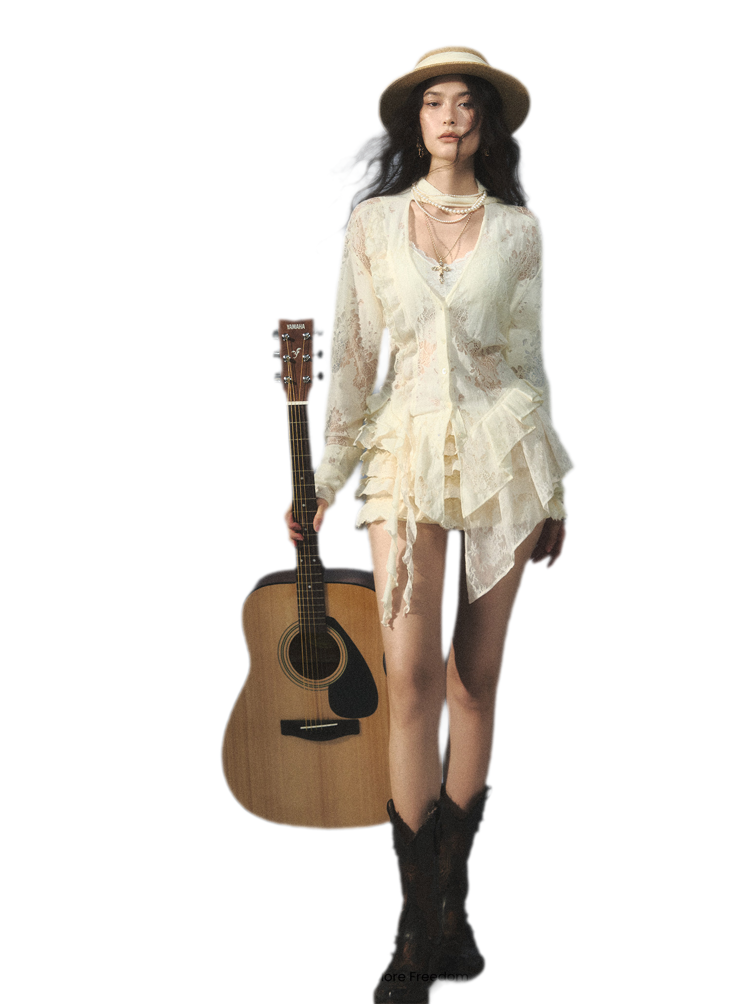 Lace Panel Adjustable Shirt Set