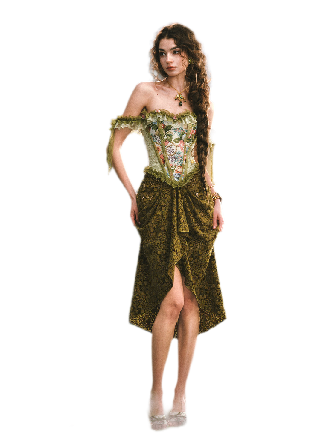 French Boned Corset Skirt Set