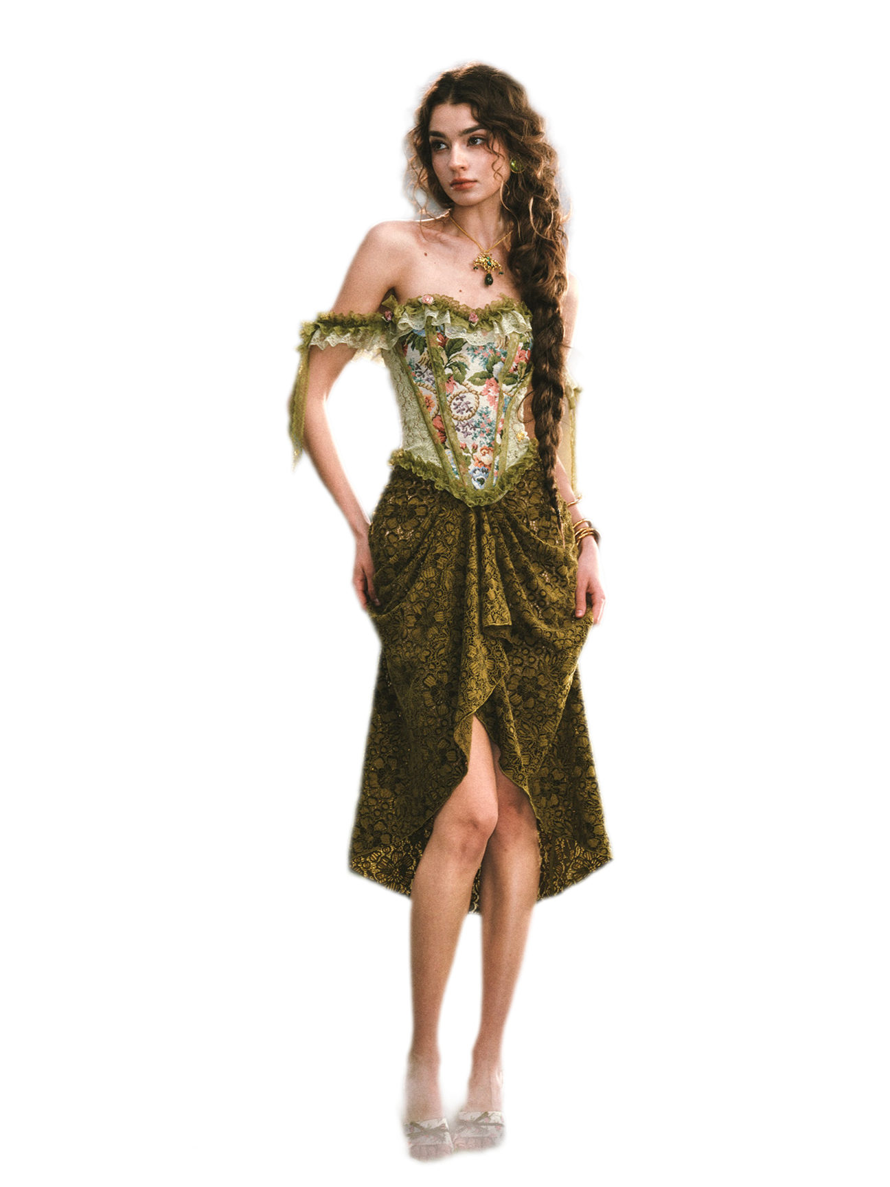 French Boned Corset Skirt Set