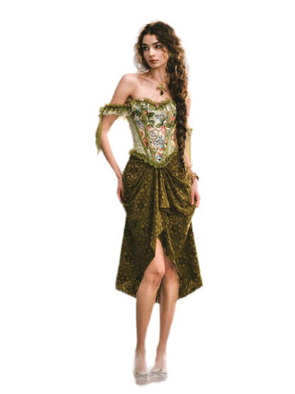 French Boned Corset Skirt Set