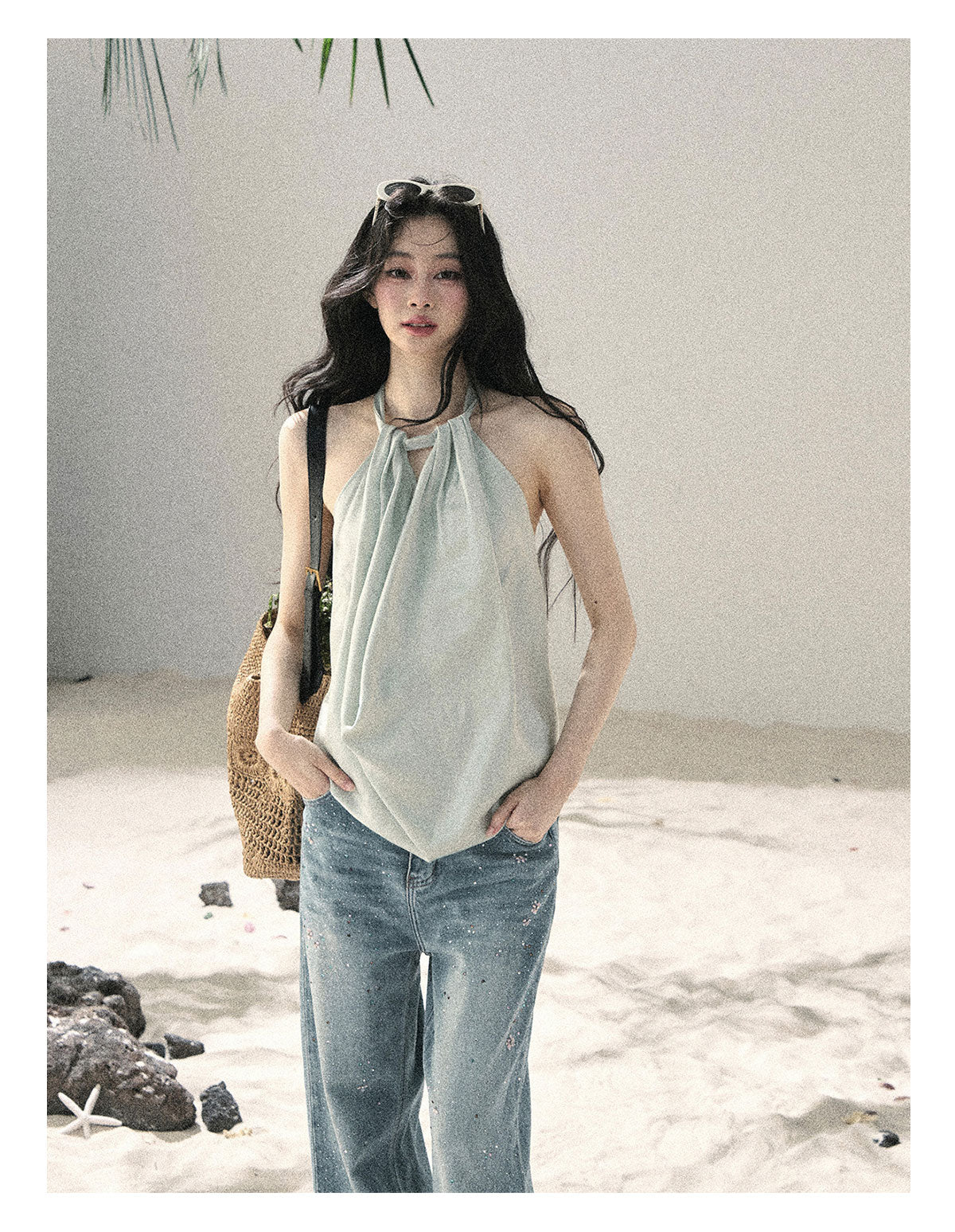Fluid Halter Backless Top