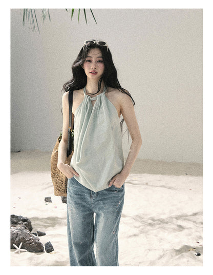 Fluid Halter Backless Top