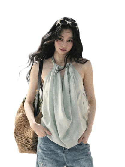 Fluid Halter Backless Top