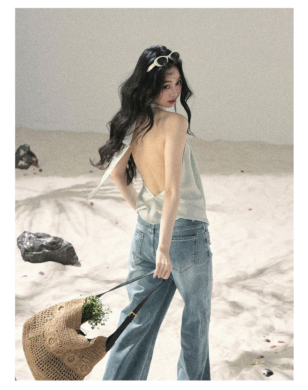 Fluid Halter Backless Top