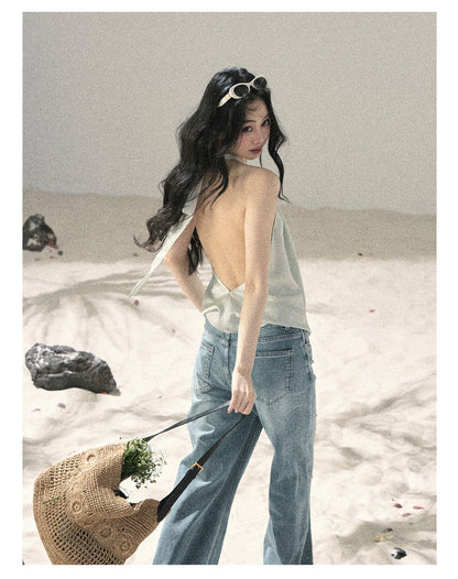 Fluid Halter Backless Top