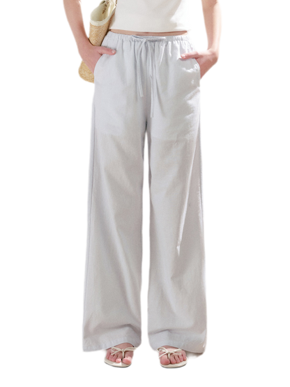 Linen Cotton Wide-Leg Trousers