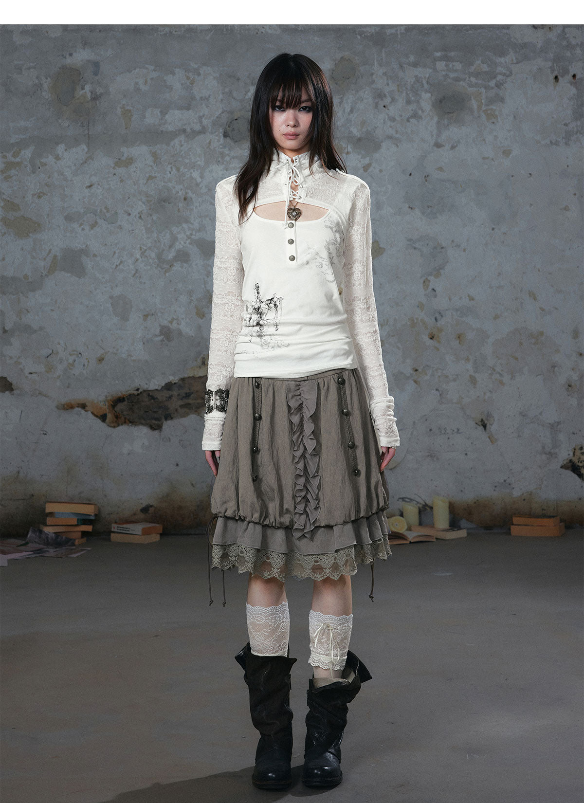 Lace Patchwork Bubble Skirt