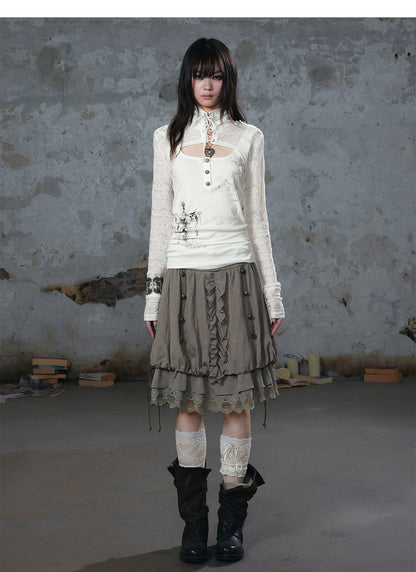 Lace Patchwork Bubble Skirt