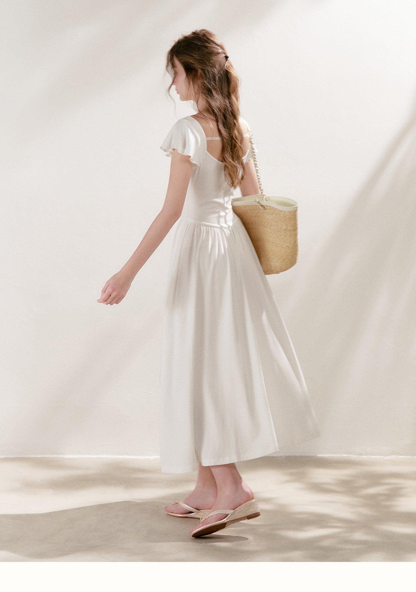 Lace Insert Flutter Sleeve Dress