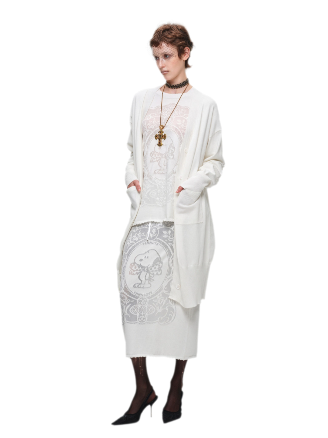 Burnout Frame Knit Cardigan