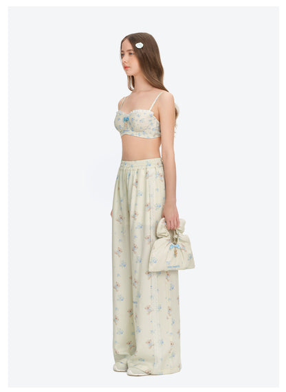 Floral Print Wide-Leg Trousers