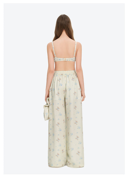 Floral Print Wide-Leg Trousers