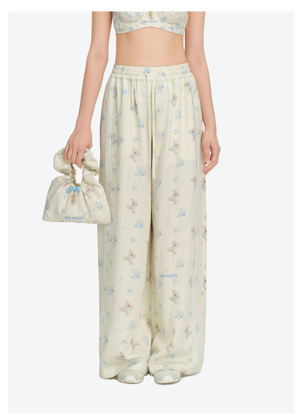 Floral Print Wide-Leg Trousers