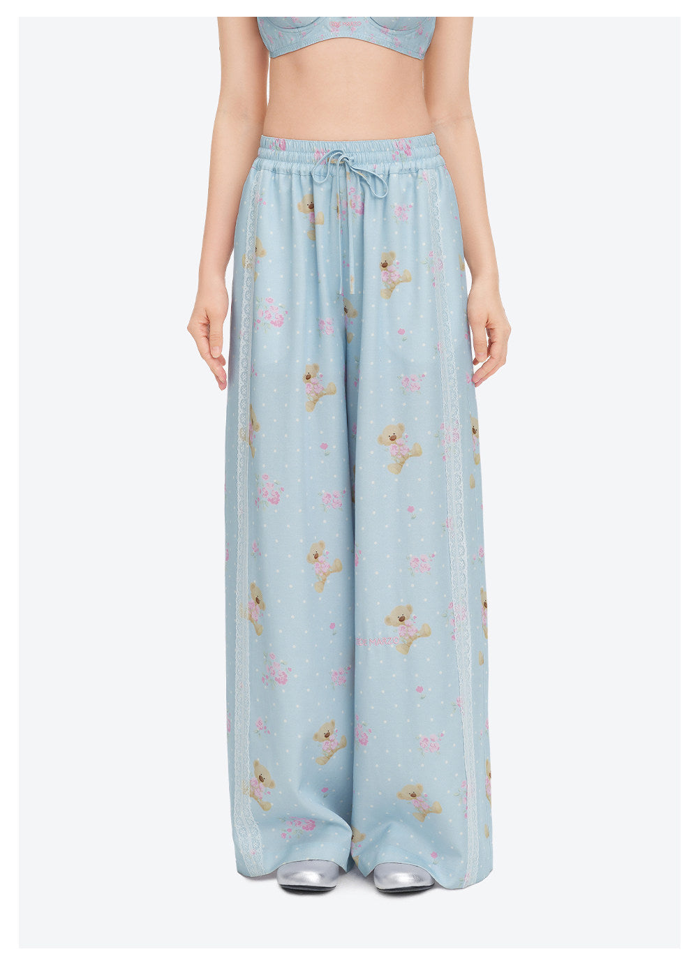 Floral Print Wide-Leg Trousers