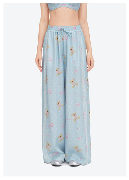 Floral Print Wide-Leg Trousers