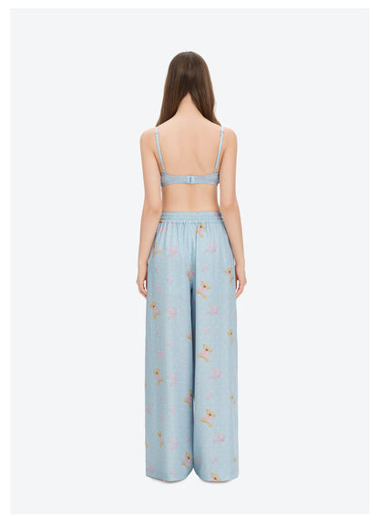 Floral Print Wide-Leg Trousers