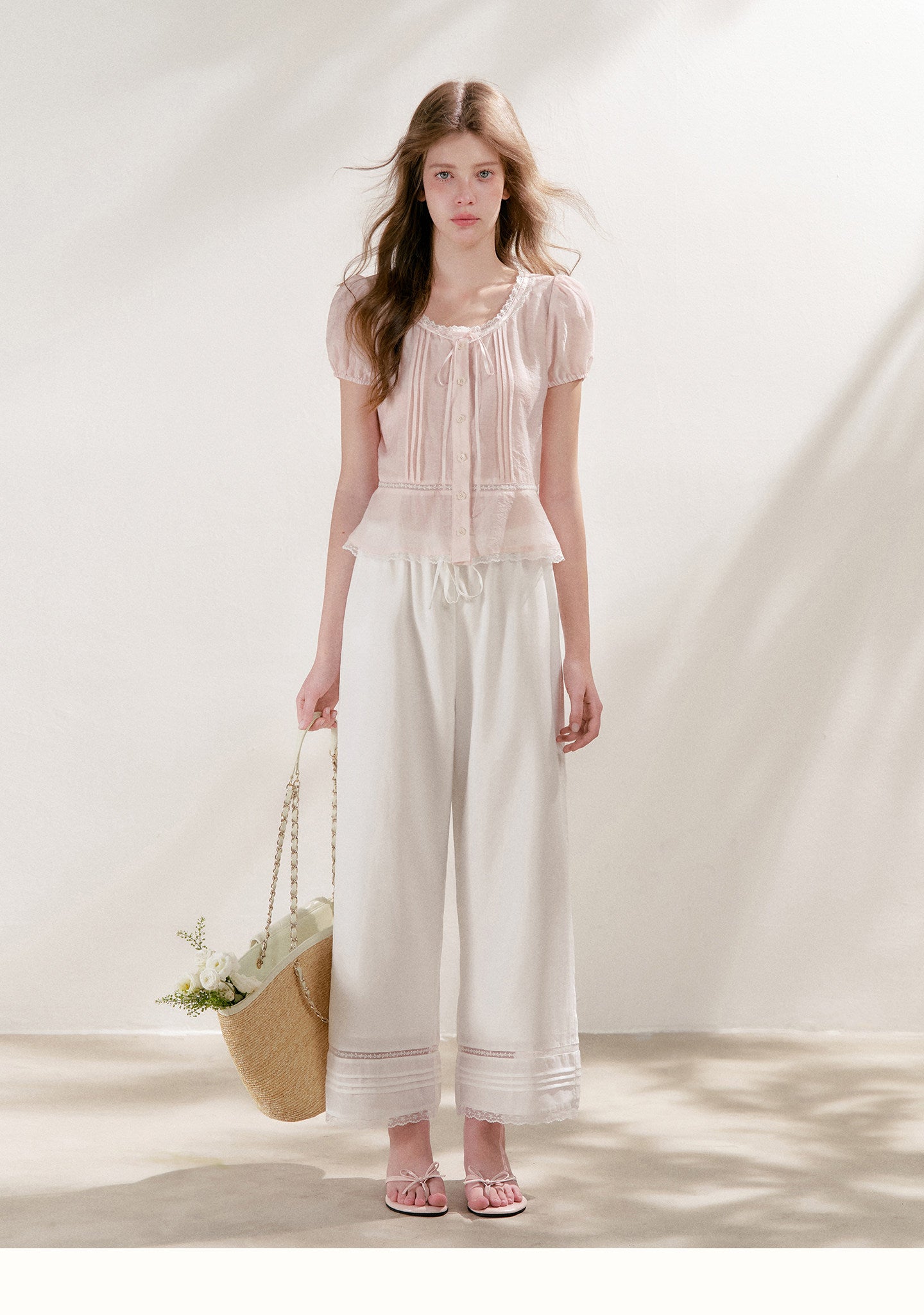 Tencel Linen Cropped Straight-Leg Pants