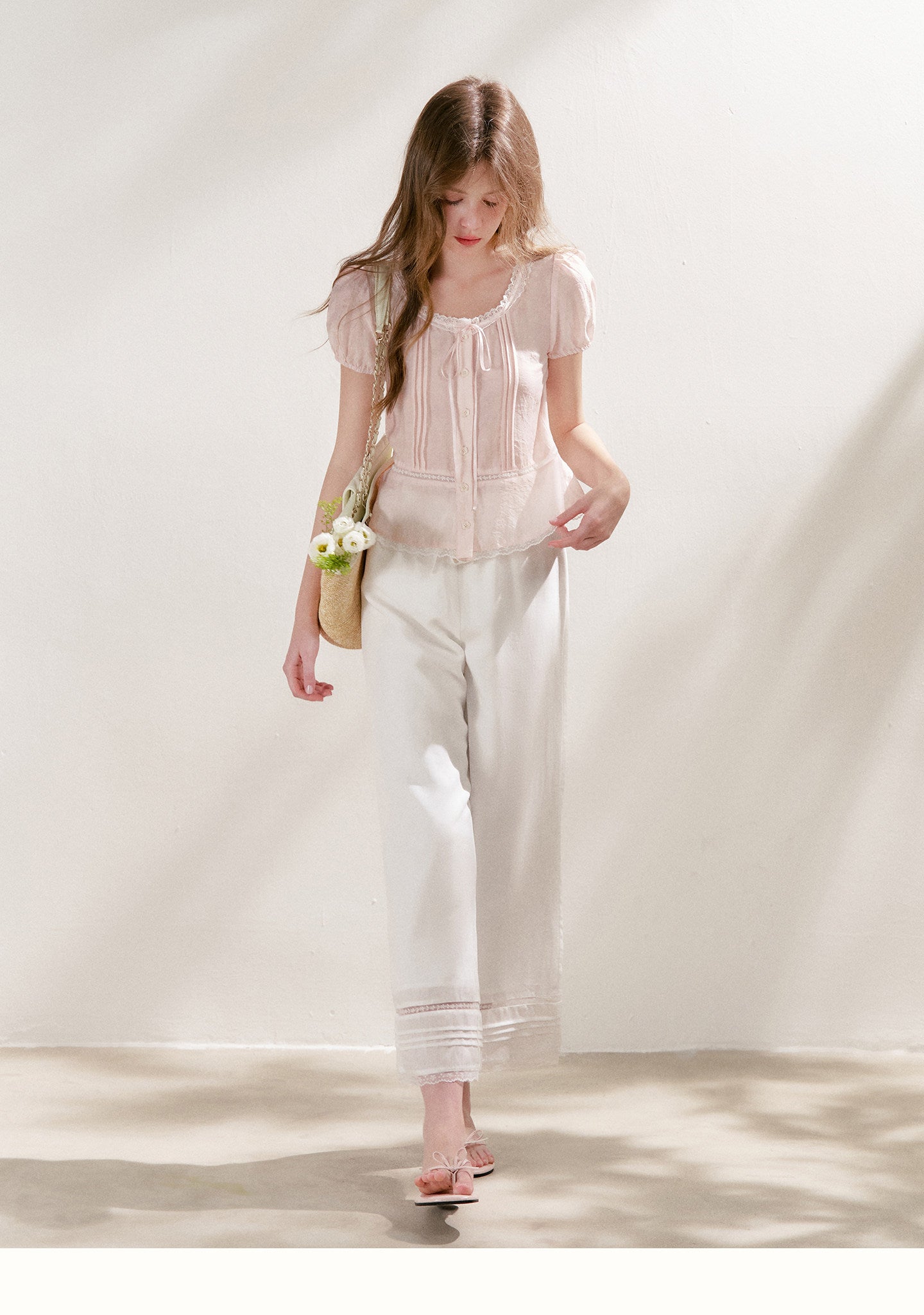 Tencel Linen Cropped Straight-Leg Pants