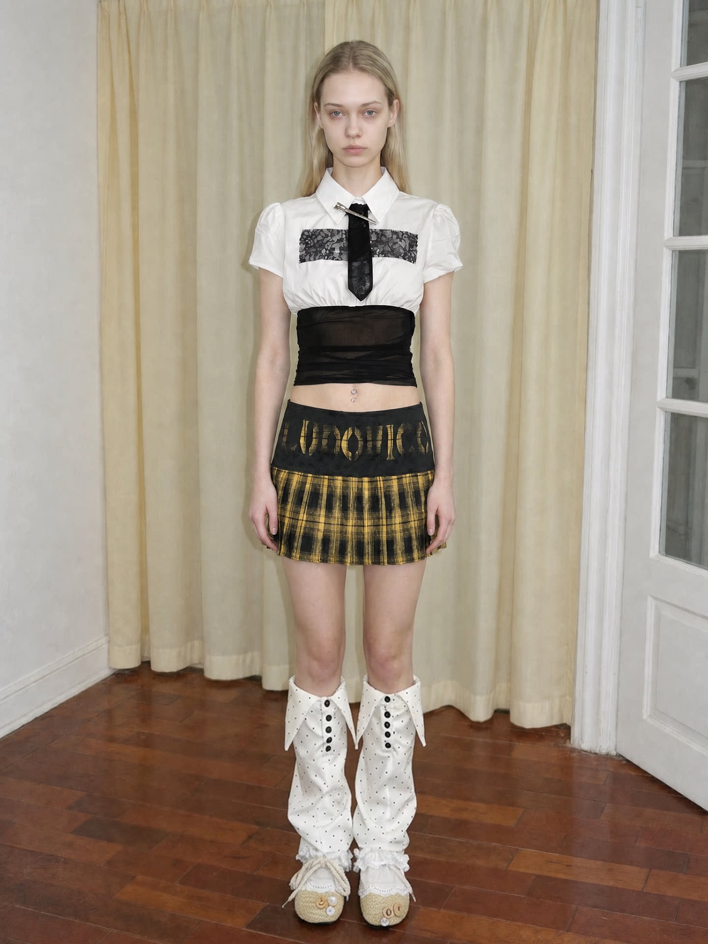 Plaid Pleated Low-Waist Mini Skirt