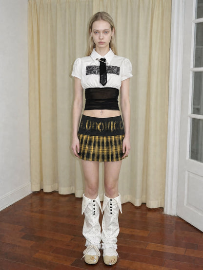 Plaid Pleated Low-Waist Mini Skirt