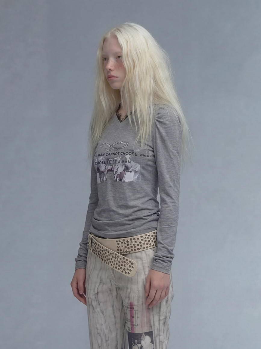 Lace Panel Fitted Long-Sleeve T-Shirt