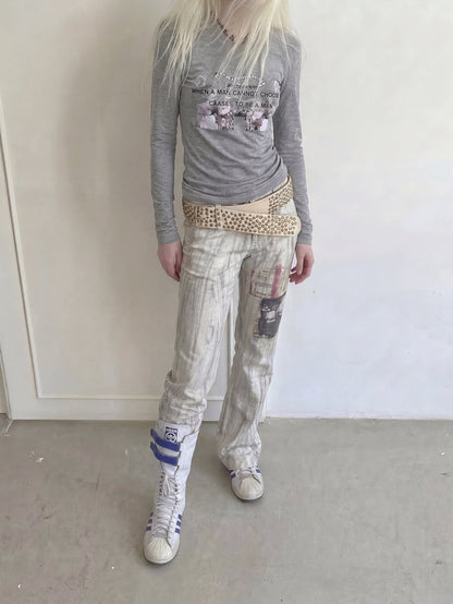 Washed Flared Low-Rise Jeans