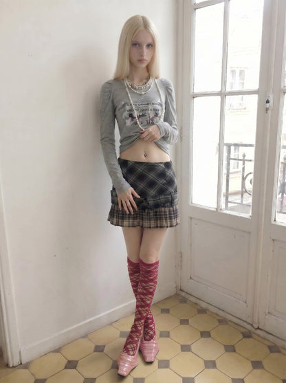 Plaid Pleated Mini Skirt