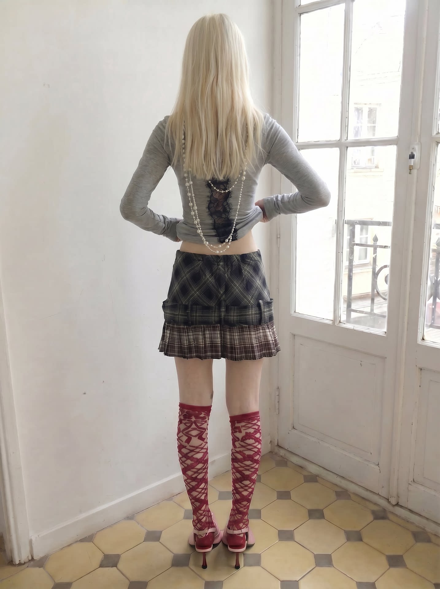 Plaid Pleated Mini Skirt