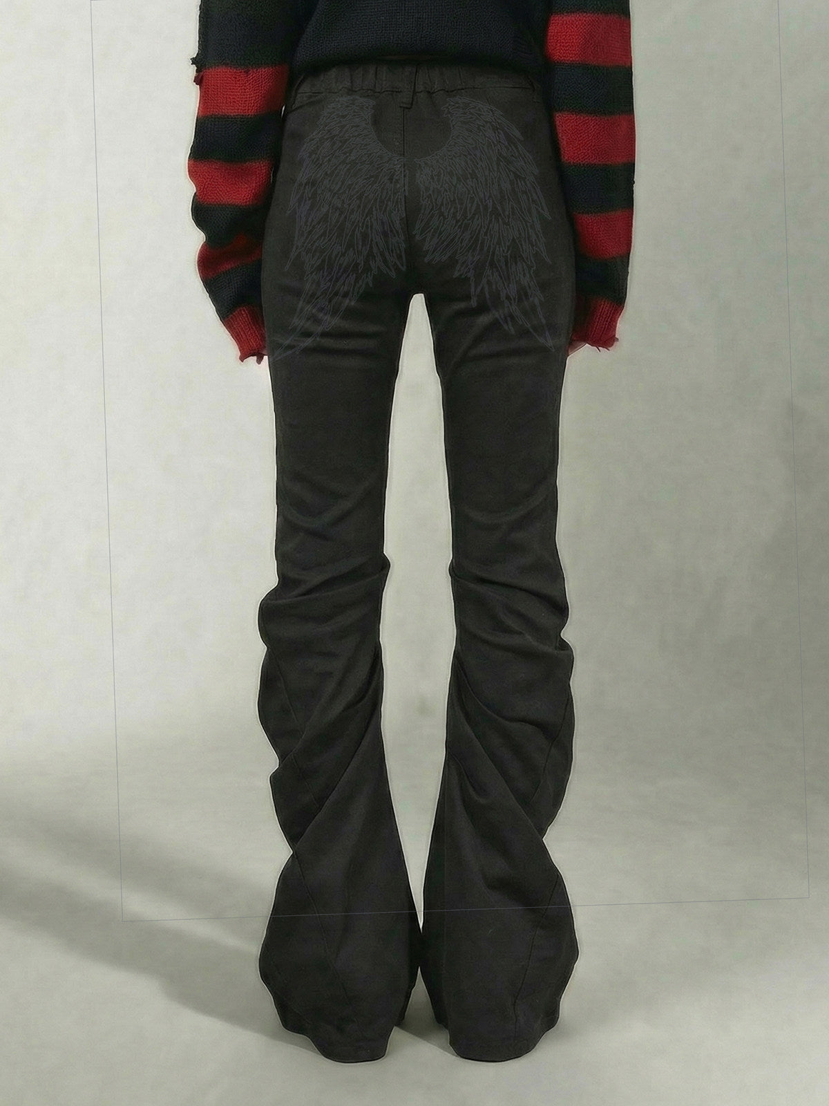Wing Print Ruched Flare Jeans