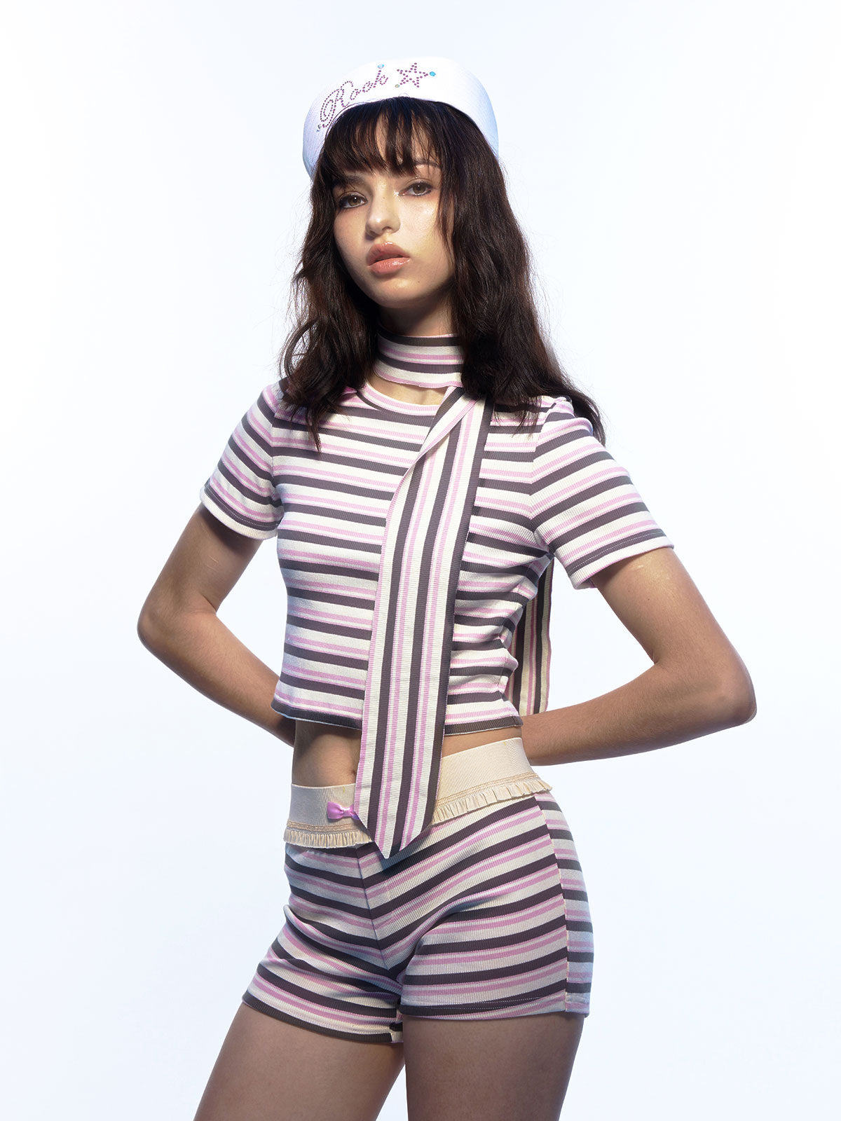 Striped Bow Two-Piece Set