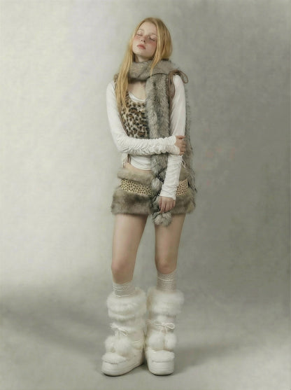 Layered Faux-Fur Statement Scarf