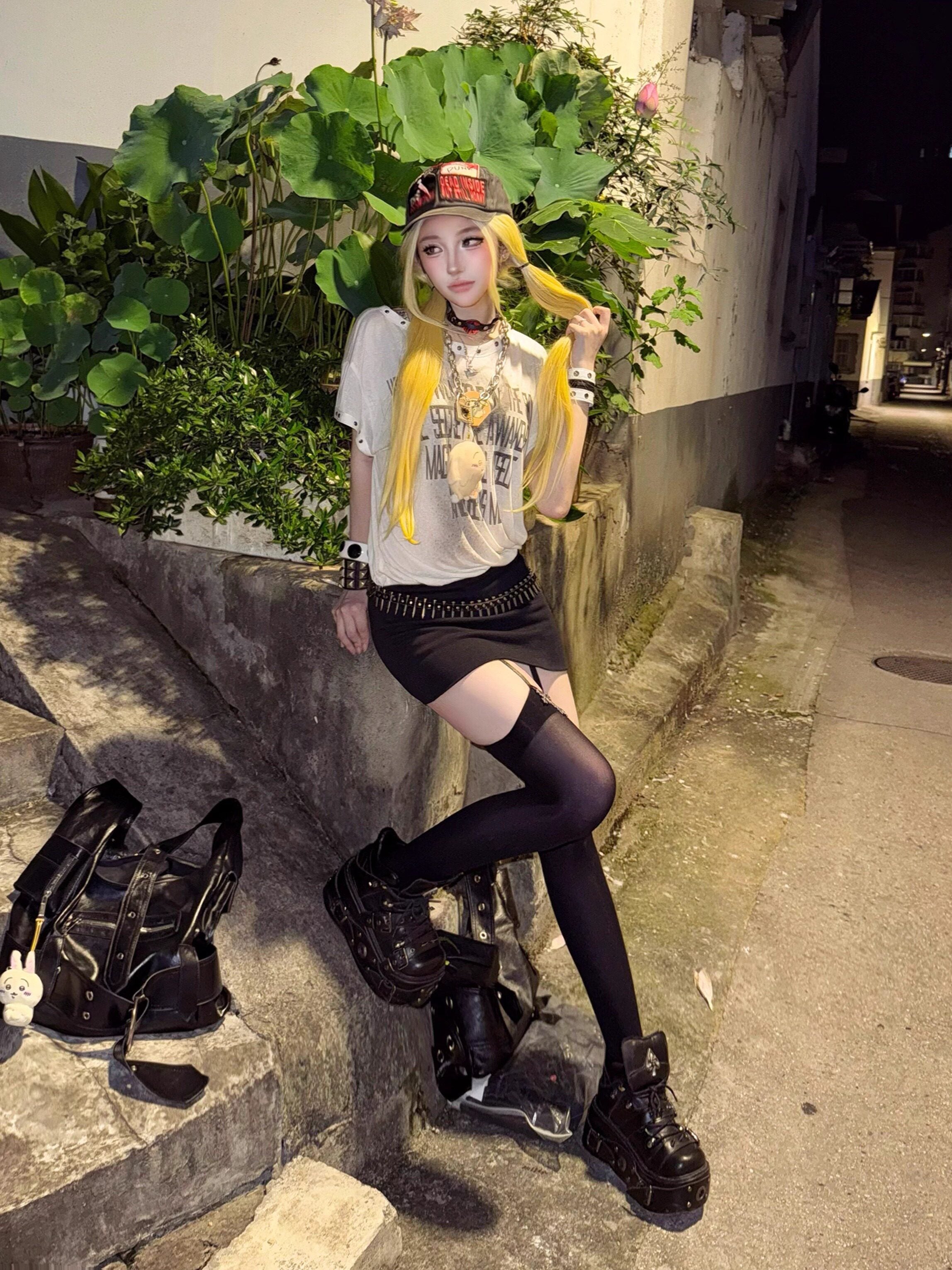 Studded Patchwork Graphic Dress