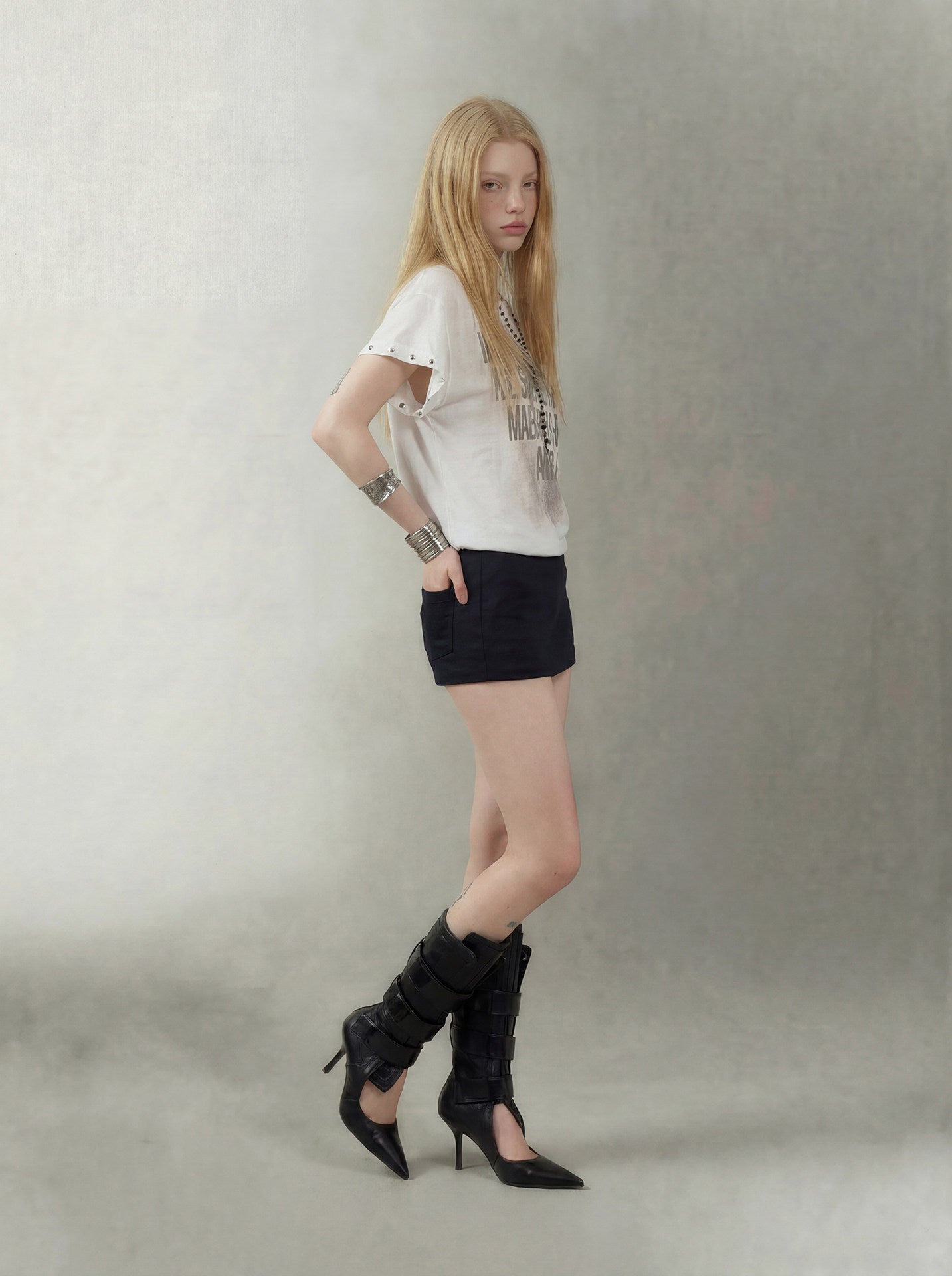 Studded Patchwork Graphic Dress